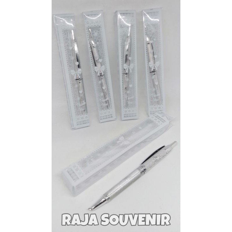 

ISI 50 PULPEN SILVER PERAK KEMAS MIKA BENING SOUVENIR PERNIKAHAN SOUVENIR ULANG TAHUN SOUVENIR UNIK