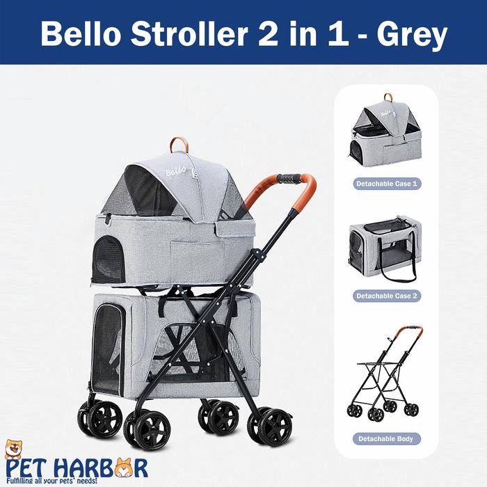 TERBARU Pet Dog Cat Stroller Kereta Dorong Troli Anjing Kucing Bello Tingkat
