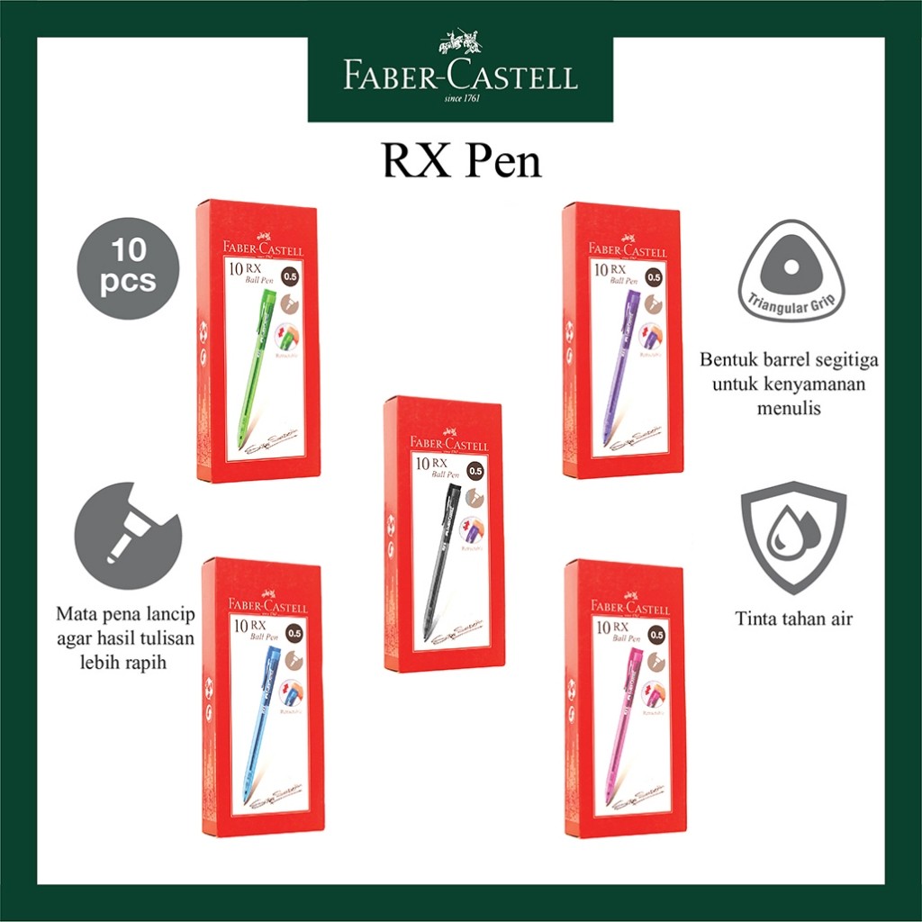 

Pulpen Faber Castell / Bolpen RX 0.5 MM Per Box / Isi 10 Pcs WE!!!