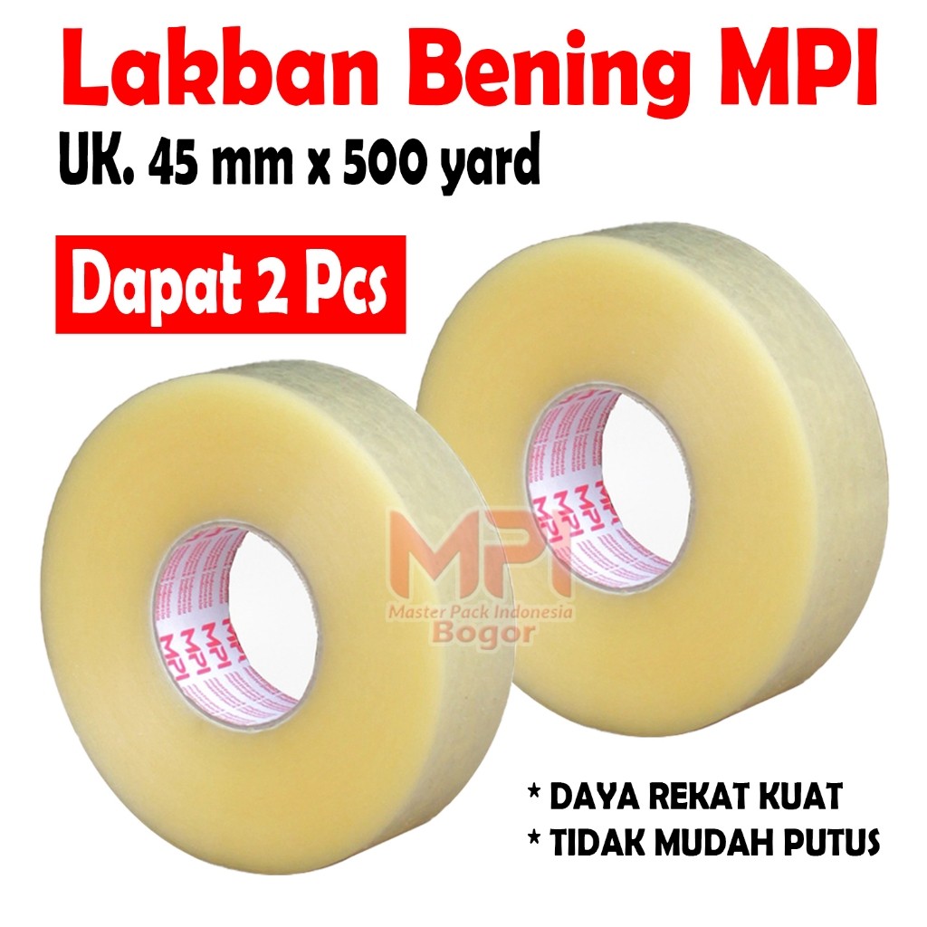 

2 PCS Lakban Bening JUMBO MPI 45 mm x 500 yard - Lakban Untuk Packing - Master Pack Indonesia Bogor