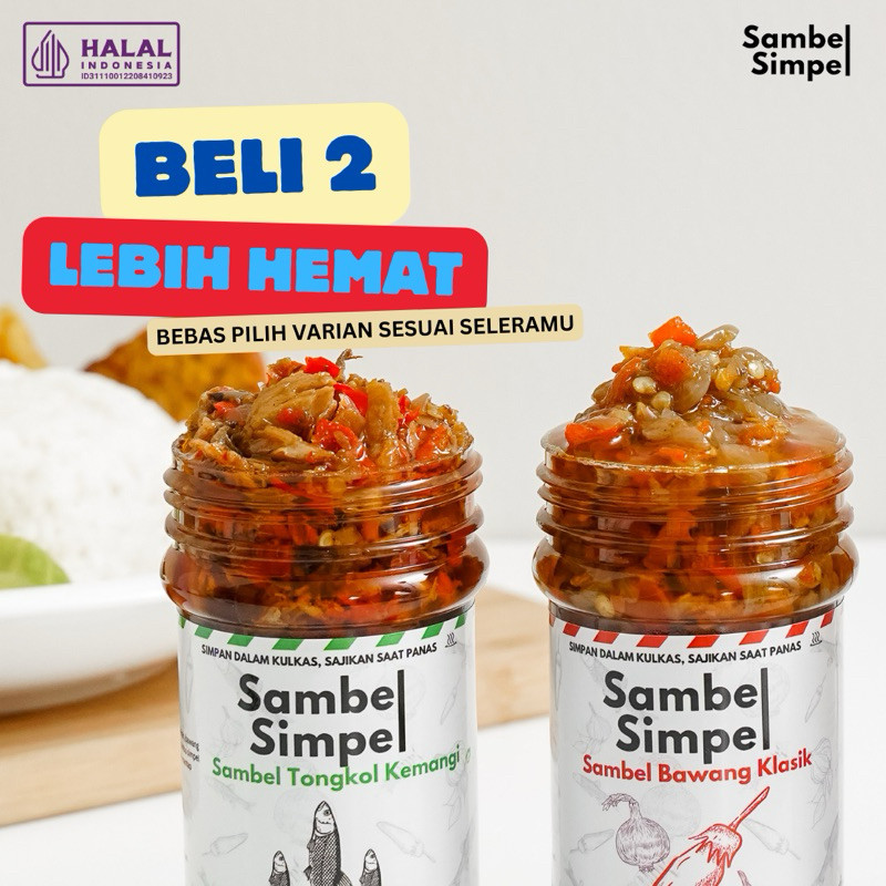 

Sambel Simpel - Paket Sambel Isi 4 botol - Sambal Bawang / Cumi / Tongkol Kemangi / Mede