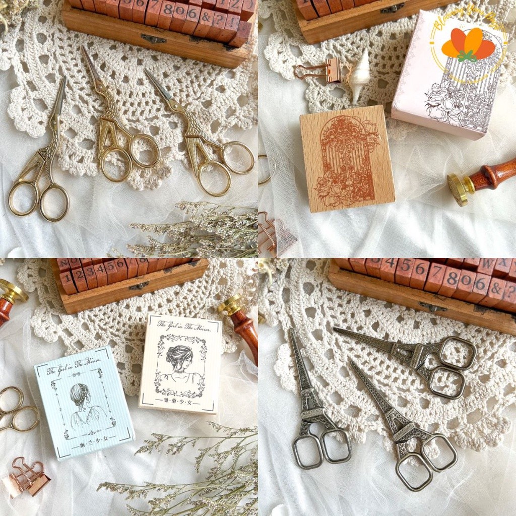 

LIMITED TERBATAS Stempel Gunting Aesthetic Vintage Retro journal bujo alat tulis WE!!