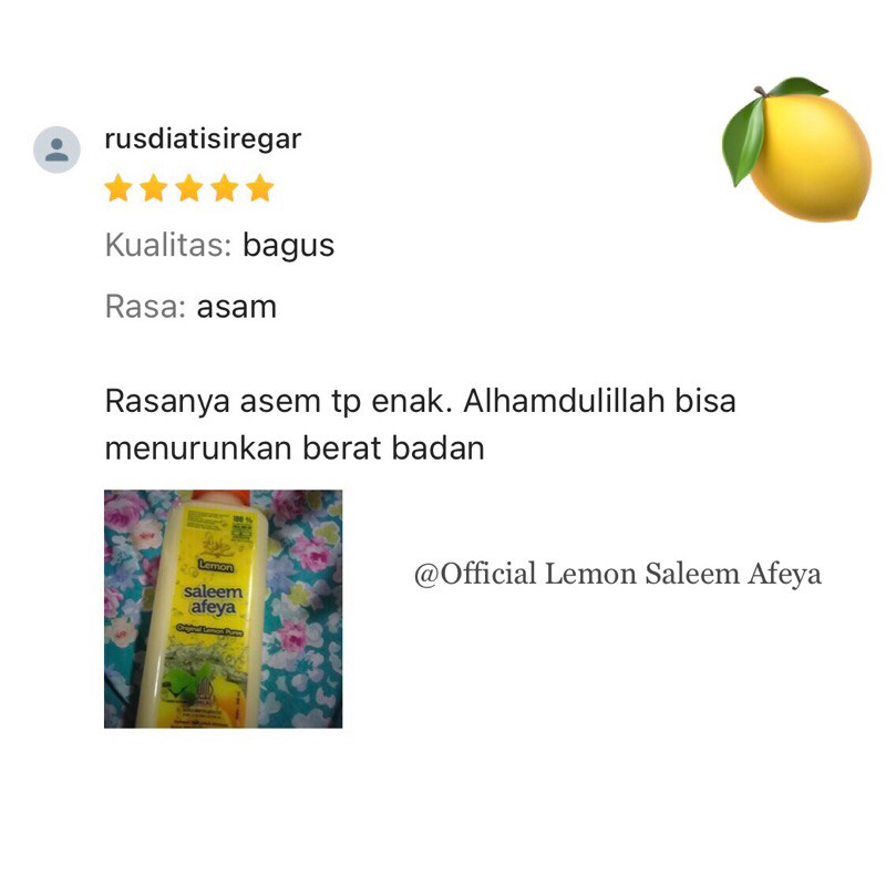 

WHYN!! TERLARIS 2 BOTOL 500ml LEMON SALEEM AFEYA/ SARI LEMON UNTUK DIET DAN KESEHATAN