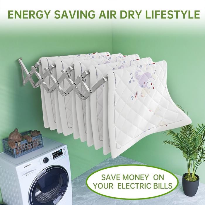 Jemuran Dinding Lipat Stainless 100-200Cm Jemuran Baju Pakaian Dinding Jemuran Lipat Dinding