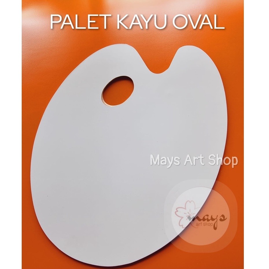 

Palet Lukis Kayu Oval V-Tec Lonjong Besar Sedang Kecil / Pallete Cat Akrilik Minyak 35 x 27 cm /
