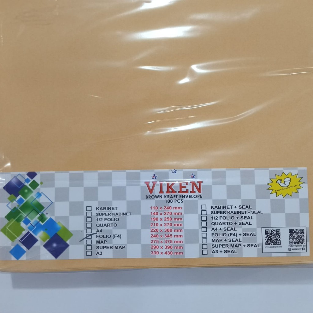 

Amplop Samson Ukuran Folio F4 / D Viken / Amplop Samson D Viken Isi 100 Lembar / Amplop Coklat WE!!