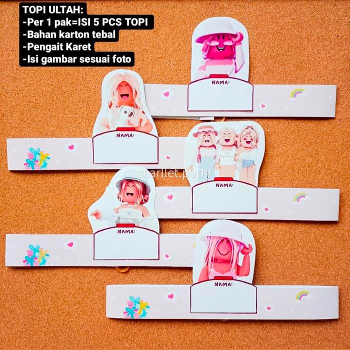 Topi Ultah Roblox Girl Cewe Hbd Happy Birthday Hiasan Banner Balon -Gratisongkir