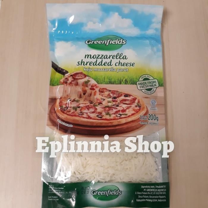 

GREENFIELDS MOZZARELLA SHREDDED CHEESE 200 GR - KEJU MOZARELA