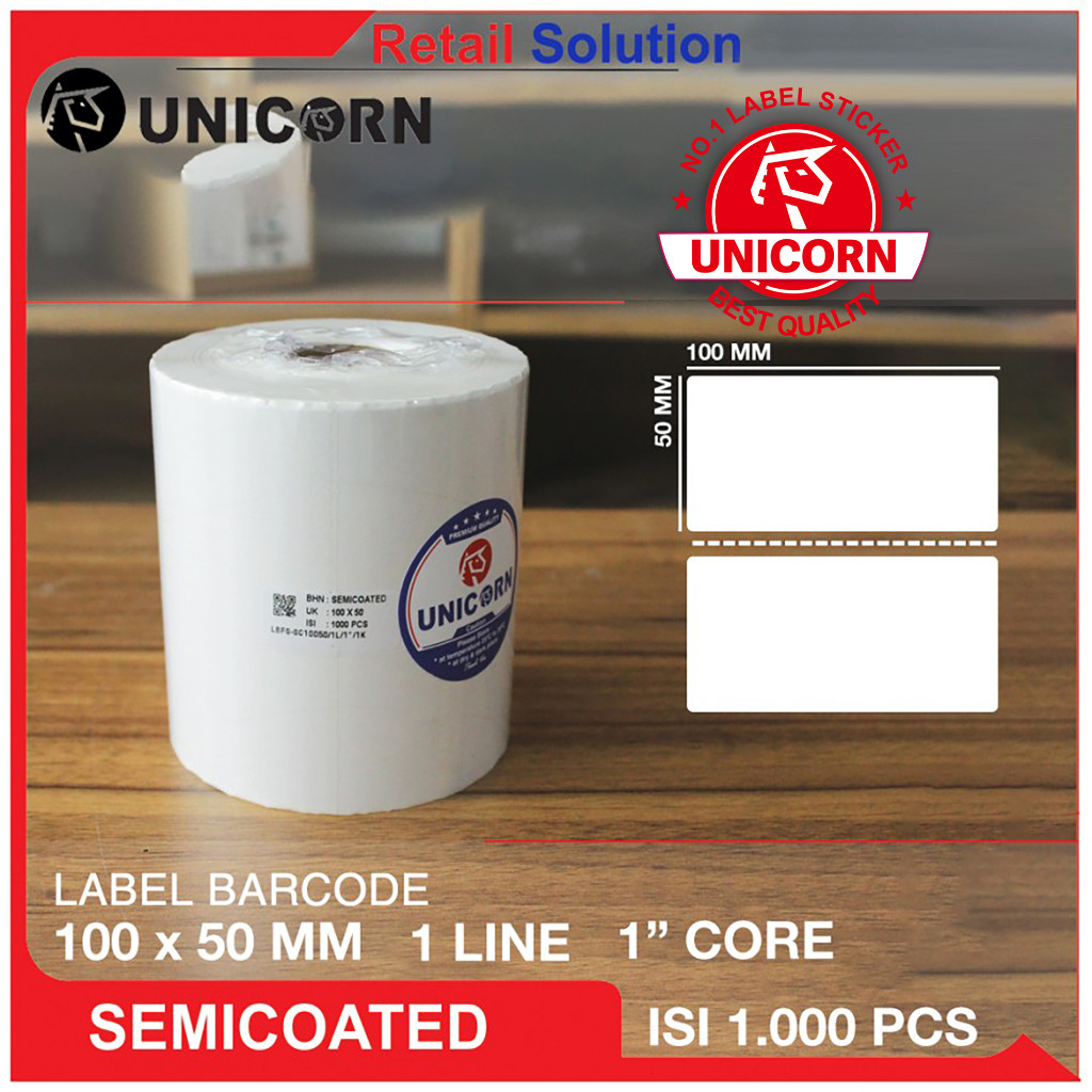 

Stiker Label Barcode Semicoat 100x50 mm / 100 x 50 mm / 100x50mm