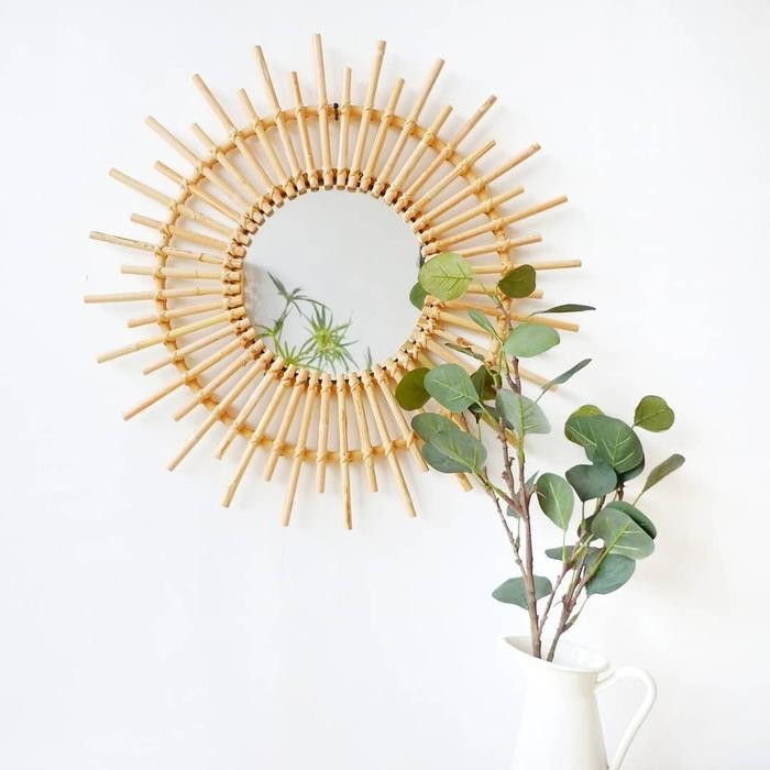 Cermin Rotan (Hiasan Dinding/Kaca/Dekorasi Rumah/Kerajinan Rotan) Terlaris