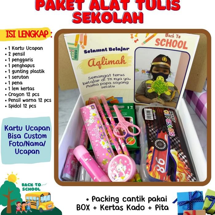 

Paket Alat Tulis Lengkap Anak TK Paud SD Set Alat Tulis Anak Peralatan Pensil Plastik