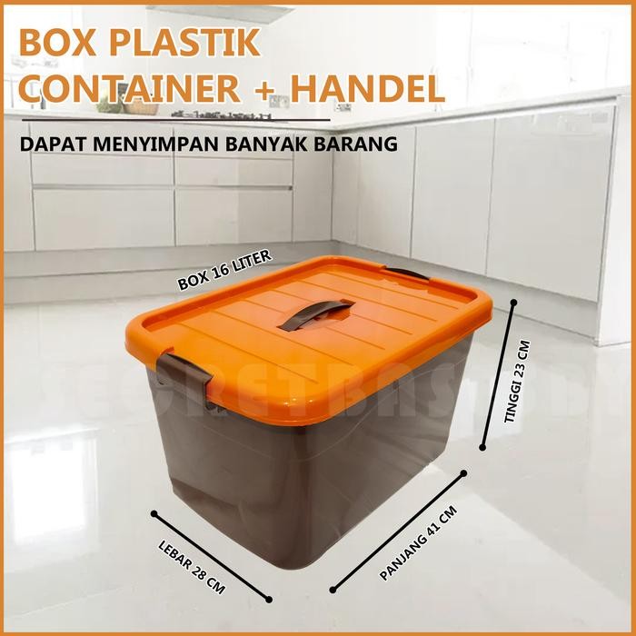 [COD] BOX CONTAINER + HANDEL 16 LITER - Pegangan / Box Plastik Serbaguna Penyimpanan
