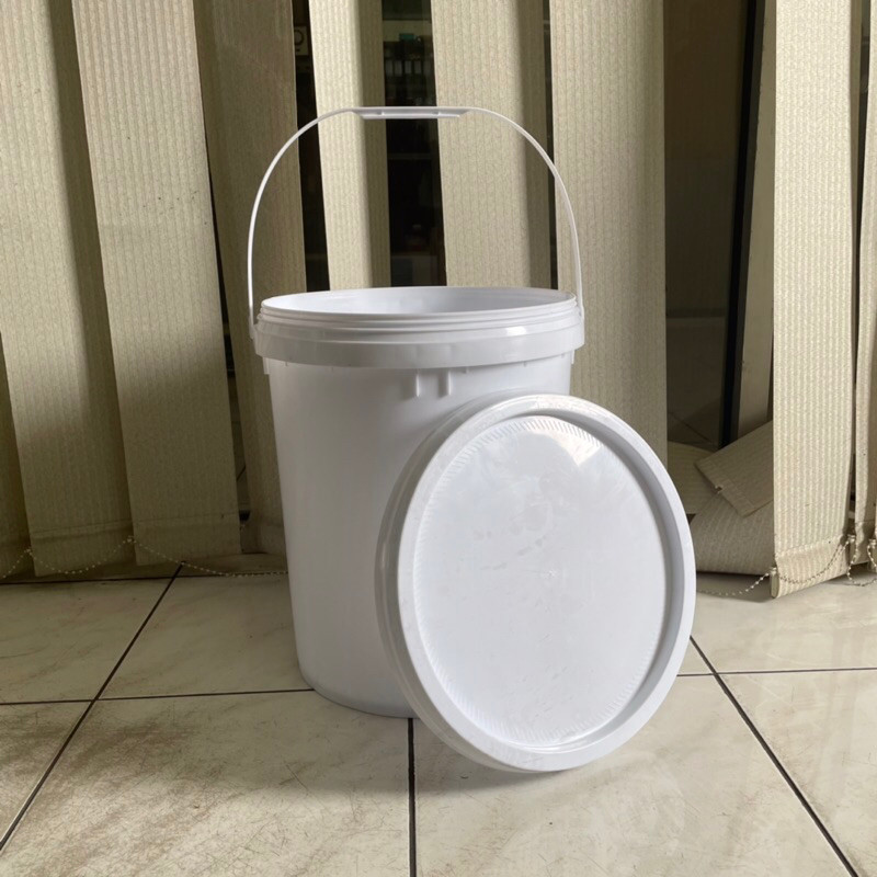 Ember Plastik 20 Liter Pail 20 Liter (25KG) Untuk CAT/MAKANAN/PACKAGING (White Blueish) BARANG BARU