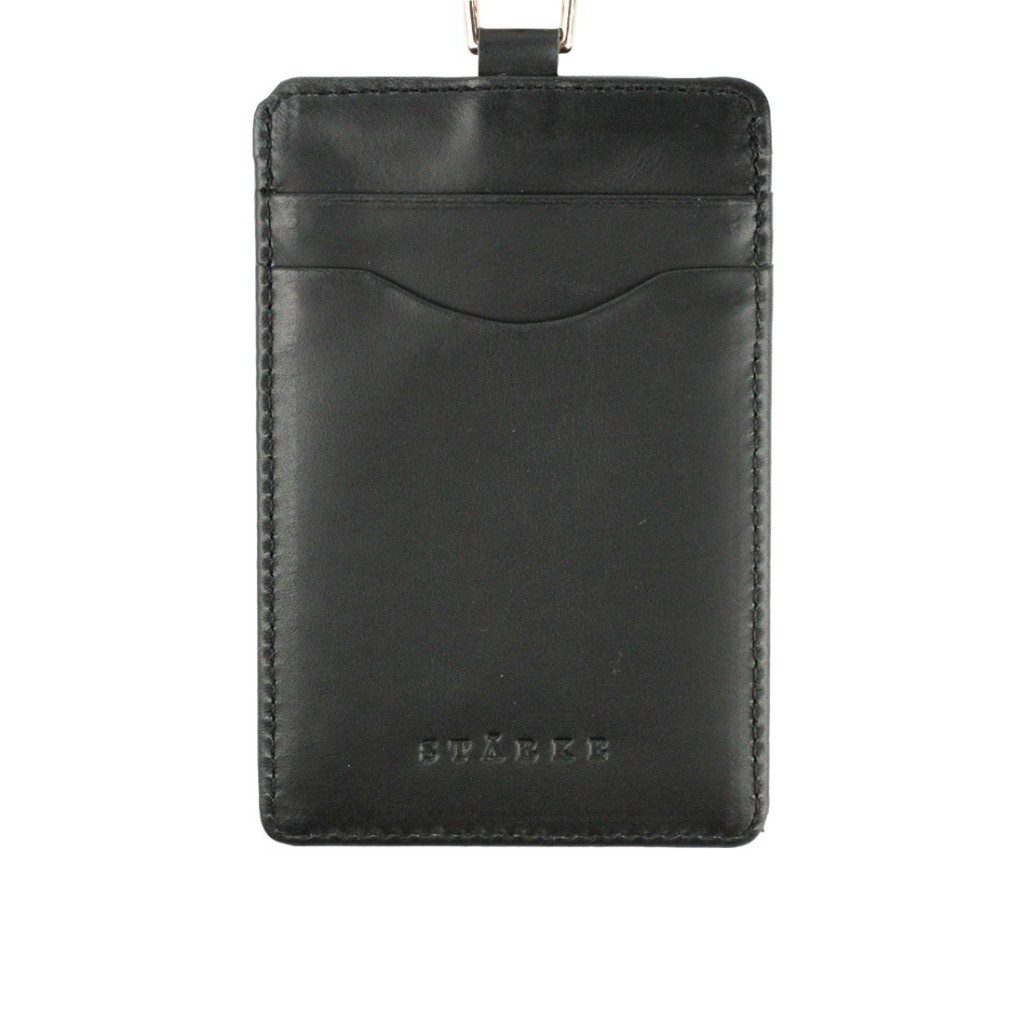 

Starke Leather Nametag Kulit ID Card Holder Lanyard Hustle Hog Black