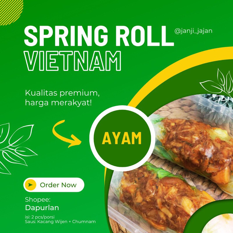 

Olivoliv Snack Spring Roll Vietnam Dengan Saos Kacang Wijen/Saos Thailand Isi Udang Atau Ayam