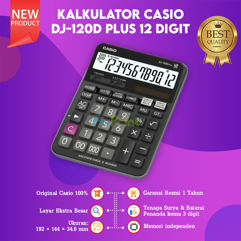 

FixPrint Calculator Casio DJ-120D Plus 12 Digit Kalkulator Cek Ulang