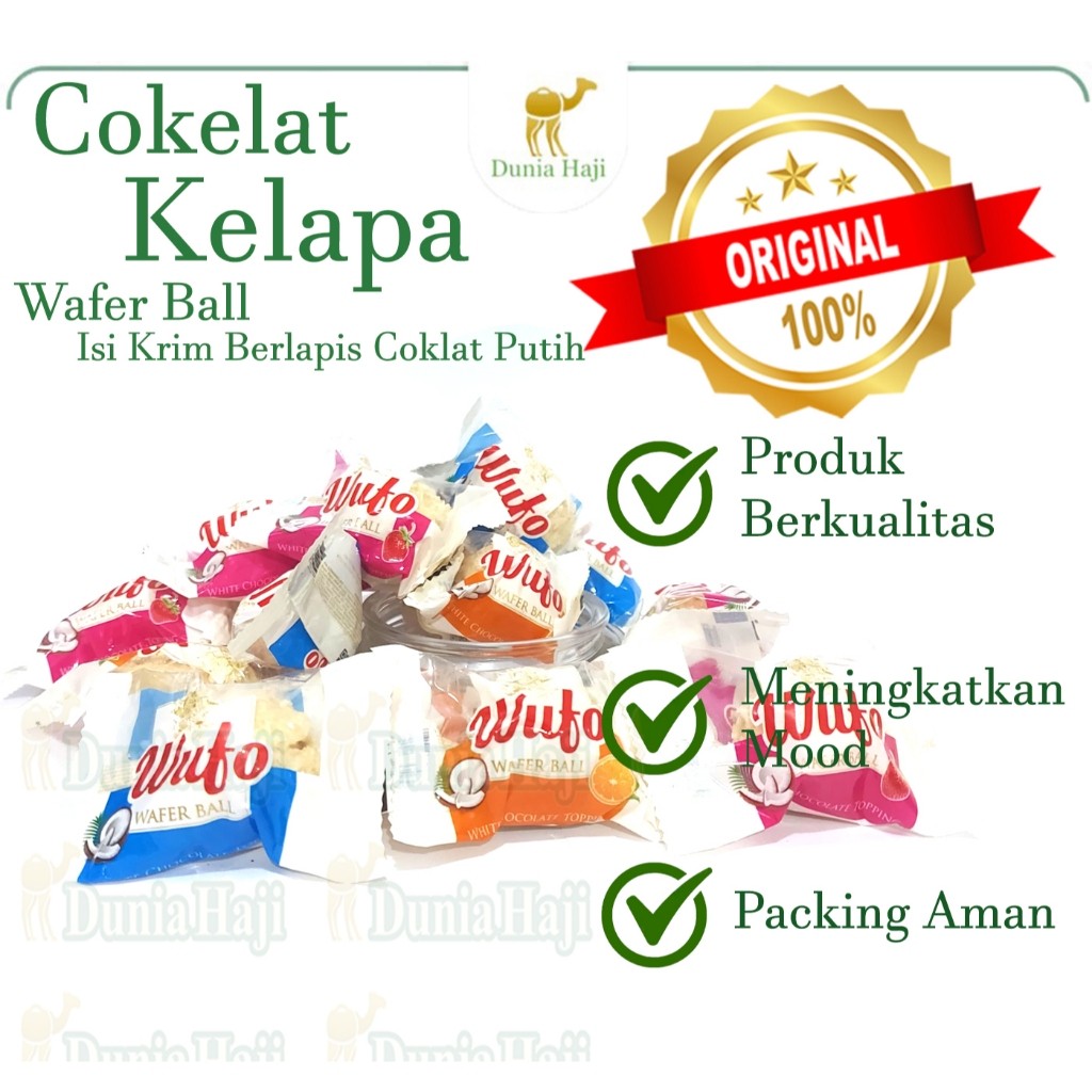 

Olivoliv Snack Coklat Kelapa Wafer Ball Isi Topping Krim Lapis Cokelat Putih Souvenir Oleh-Oleh Haji
