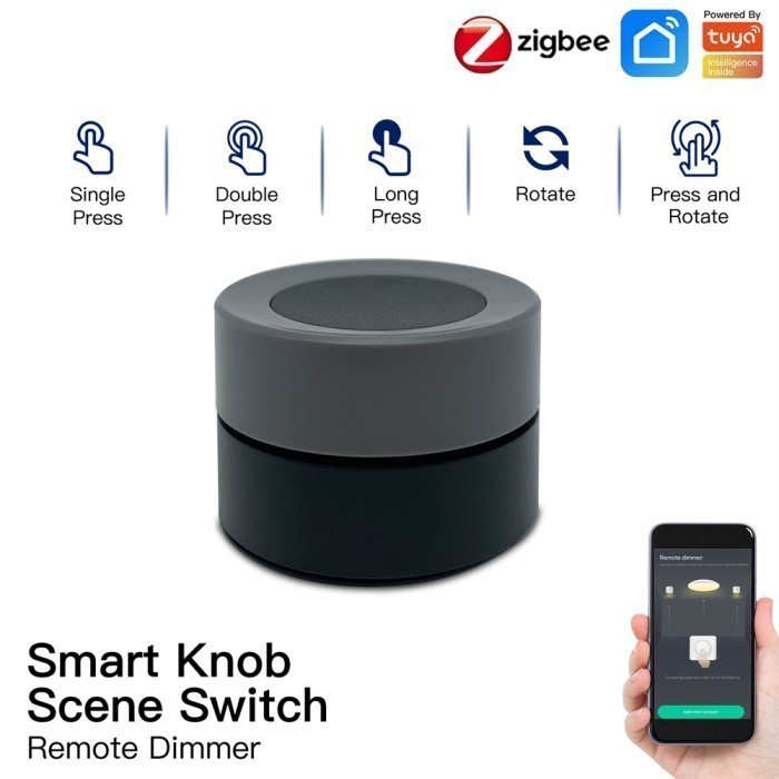 Tuya Zigbee Smart Knob Switch Wireless Scene Switch Button Turning