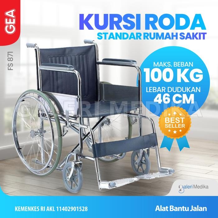 Kursi Roda GEA FS871 / FS-871 / FS 871 Wheelchair- Kursi Roda Standar Rumah Saki Awet Gratis Ongkir 
