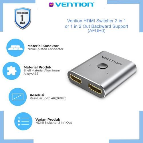 Vention HDMI Switcher 1-In 2-Out / 2-In 1-Out Adapter Hdmi Switcher