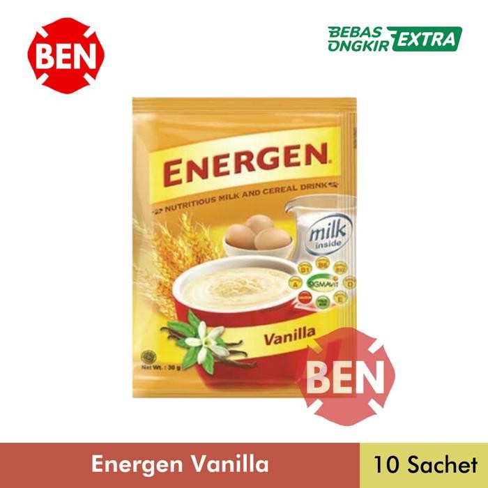 

JTTOP" ENERGEN VANILA 1 RENCENG 10 SACHET PCS SEREAL VANILLA DUS 29G 29GR