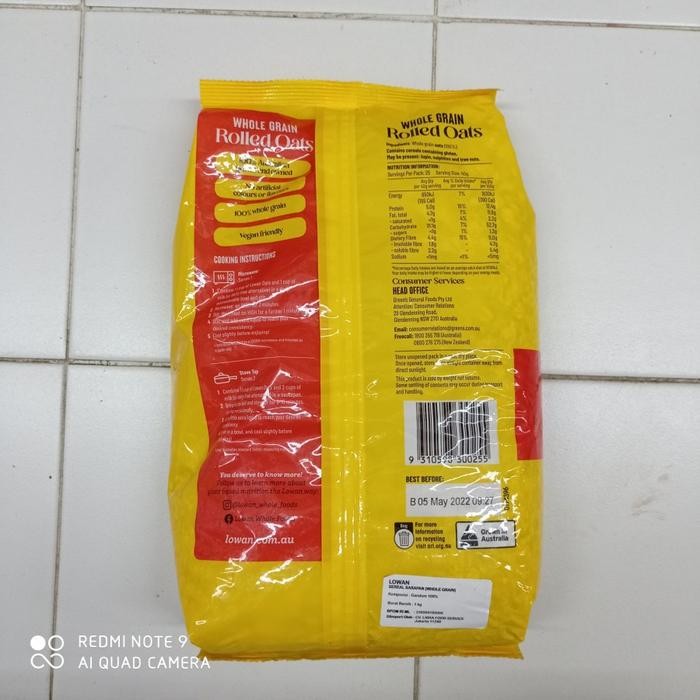 

JTTOP" PREMIUM LOWAN ROLL OATS / GANDUM / WHOLEGRAIN ROLLED OATS 1 KG