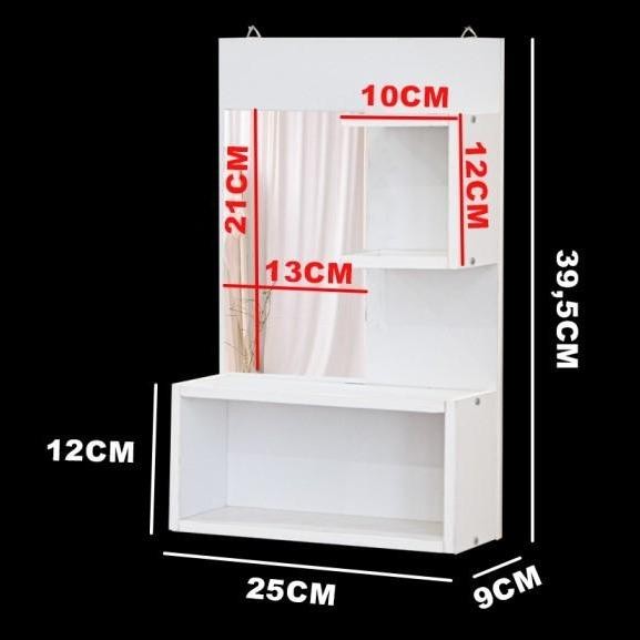 New ` Rak Penyimpanan Kosmetik Cermin Rias Make Up Gantung Dinding Kayu MDF - LC105