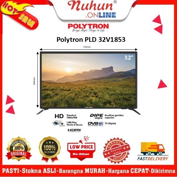 [CIANJUR] Digital TV Polytron 32V1853 Led 32inch Original Kualitas Terjamin