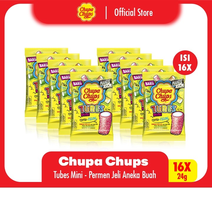 

CHUPA CHUPS SOUR TUBES 24G - PERMEN JELI ASAM MANIS RASA BUAH TROPIKAL (1 BOX) 100% ORIGINAL