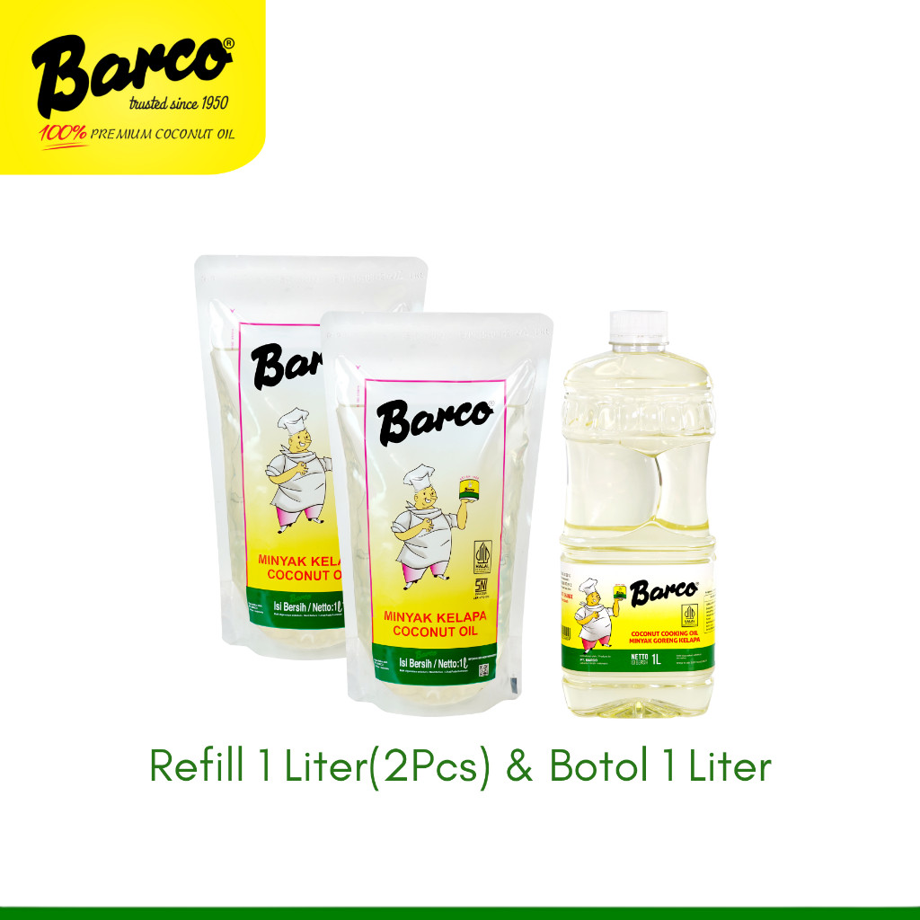 

PAKET HEMAT!! MINYAK GORENG BARCO REFILL 1 LITER (2PCS) & BOTOL 1 LITER BEST SELLER