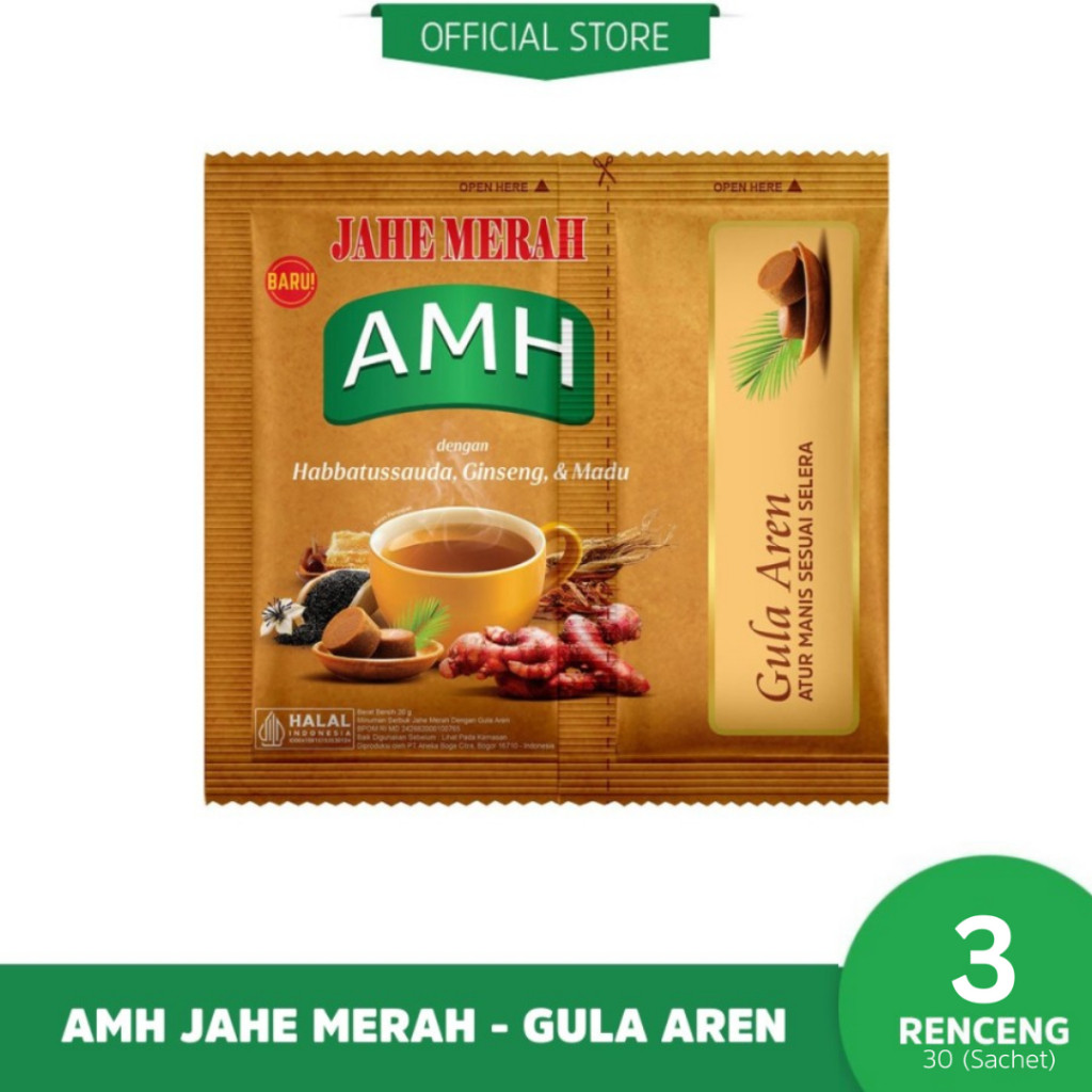 

AMH JAHE MERAH HERBAL GULA AREN PISAH 3 RENCENG - (30 SACHET) 100% ORIGINAL