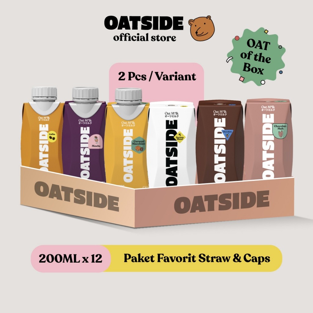 

(PAKET FAVORIT) OATSIDE MINI 200ML ALL VARIANTS STRAW & CAPS (12 PCS) SUSU OAT SEMUA VARIAN 100%