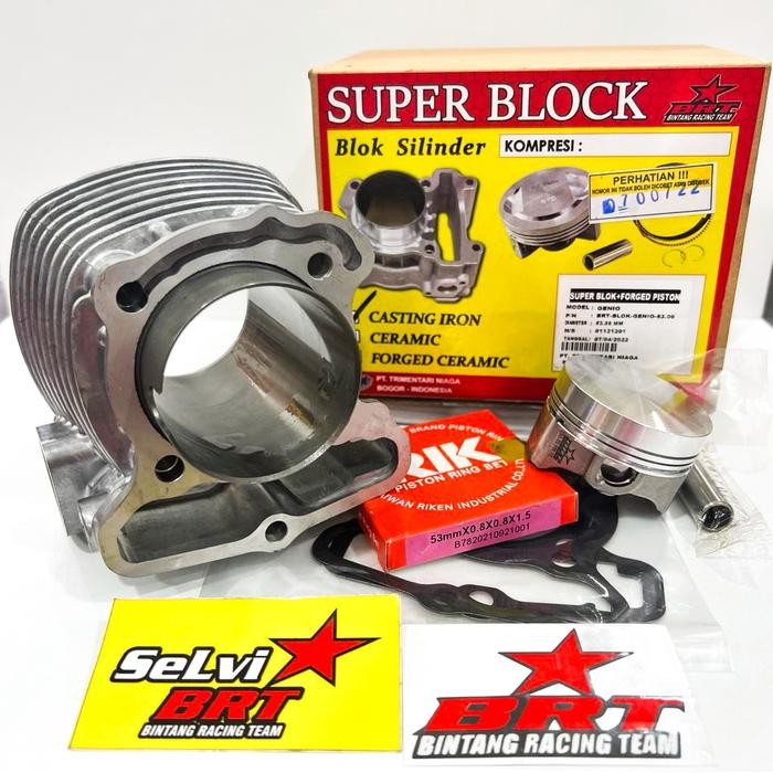BLOK BORE UP BRT GENIO BEAT DELUXE SCOOPY STREET FI ESP CAST IRON FORGED PISTON 53MM