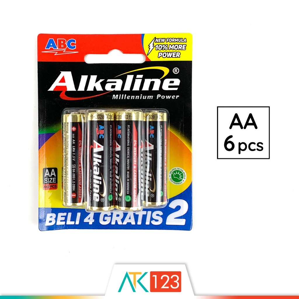 MD Baterai Alkaline AA / A2 isi 6 (4+2) Buah / Battery ABC Alkaline LR6/AA/A2 4B+2B