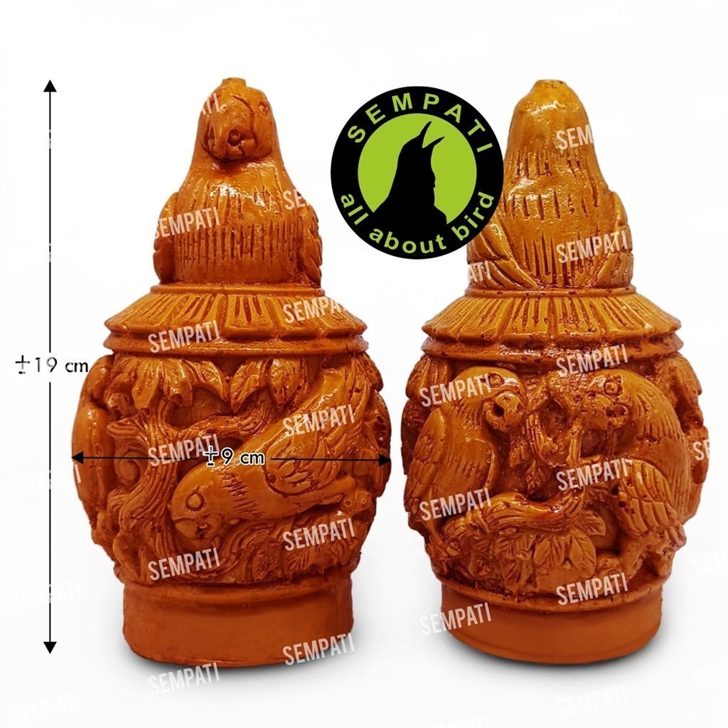 SEMPATI Pion Sangkar Burung Lovebird Murai Kotak Klasik Gold Fiber Ukir Motif Burung Pion Kandang