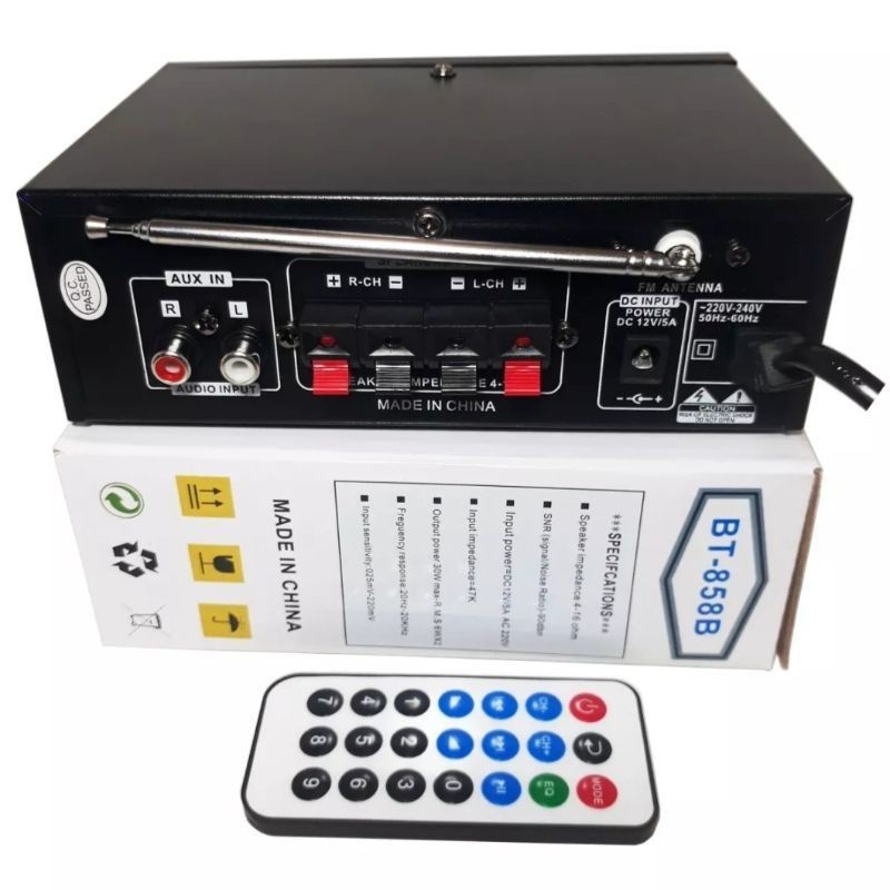 Fleco Ampli Mini BT-858B Power Amplifier Bluetooth Stereo Karaoke