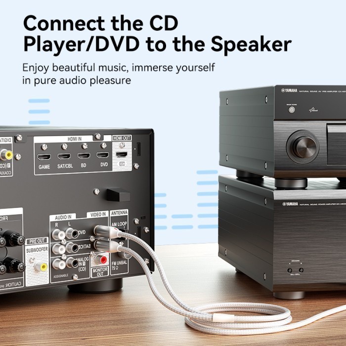 Vention Kabel 2 RCA Male to 2 RCA Male Silver Stereo Braided