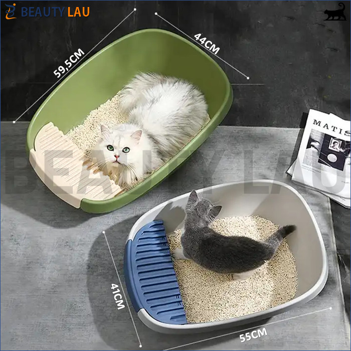 Cat Litter Box Kucing Jumbo XXL Bak Pasir Toilet Kucing Jumbo Tempat Pup Kucing Liter Box Kucing
