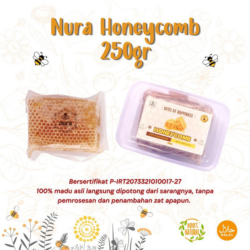 

BEST SELLER! Sarang Madu Nura Melifera 250gr - 300gr / Madu Asli Murni Mentah/ nurahoney / Nura