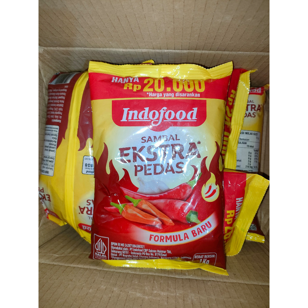 

Indofood Sambal Extra Pedas Pillow 1Kg Formula Baru
