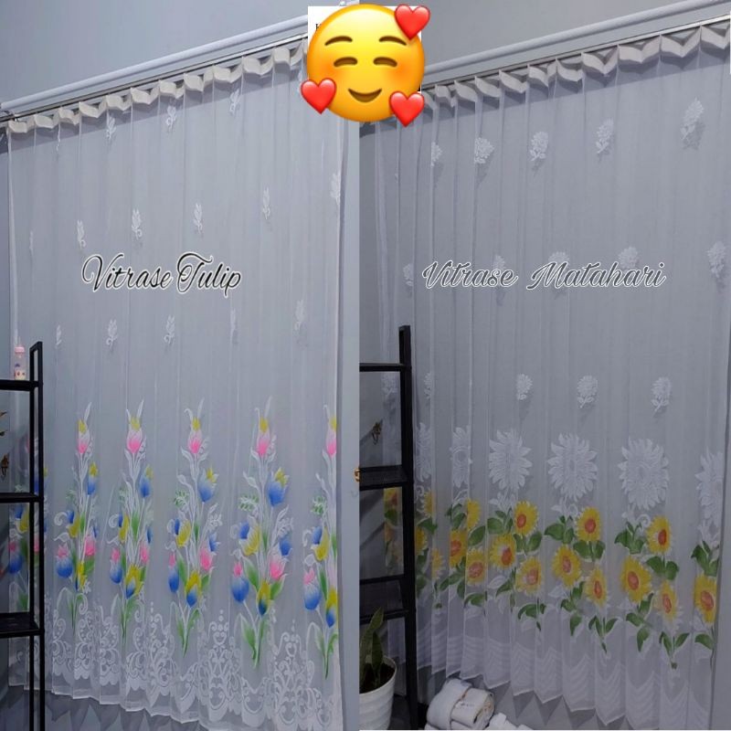 Murah Vitras Dalaman Gorden Putih -Vitras Plisket Gorden - Ukuran 100X200 200X200 150X200 Motif