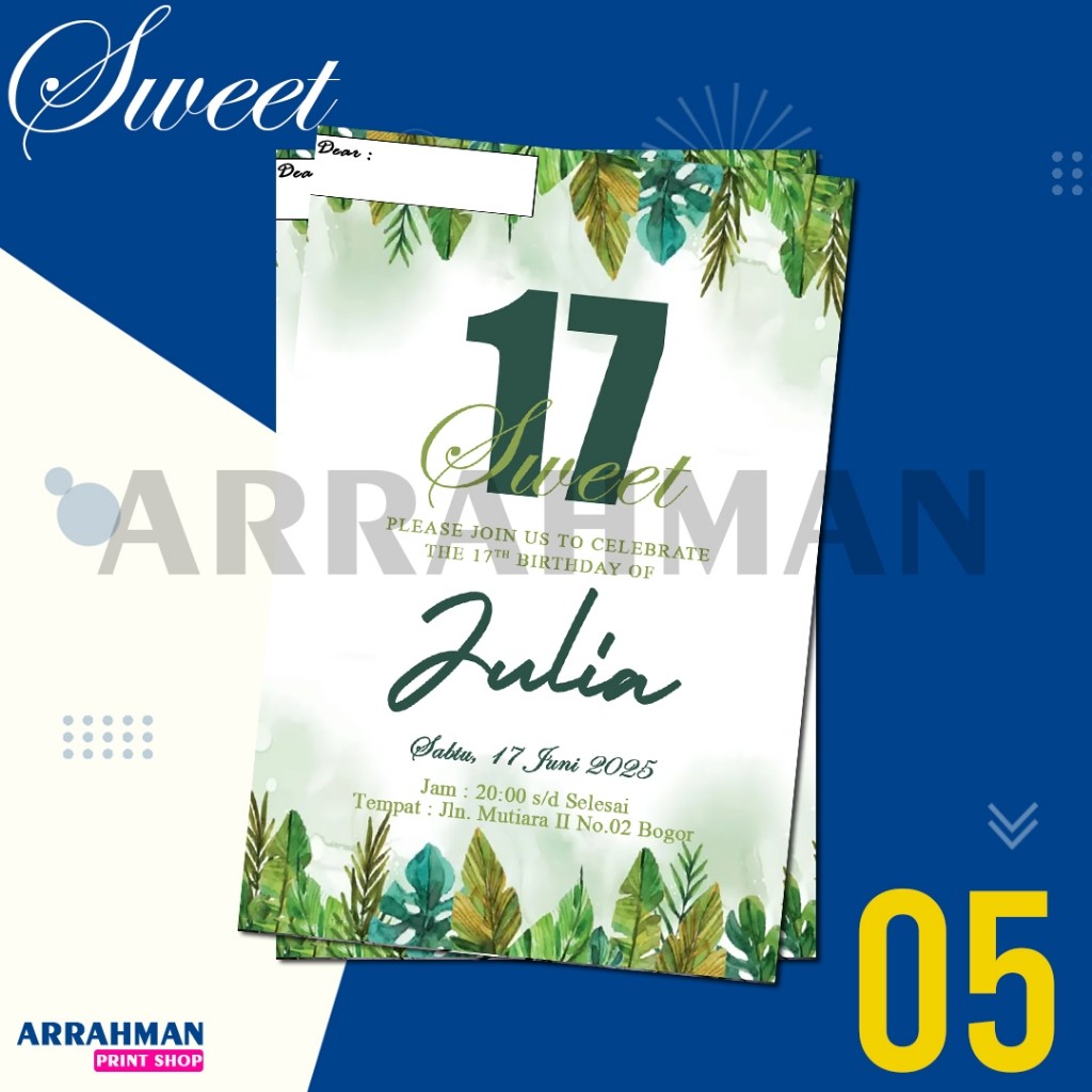viral Isi 50 Pcs Kartu Undangan Ulang Tahun Sweet Seventeen / Undangan Ultah Dewasa