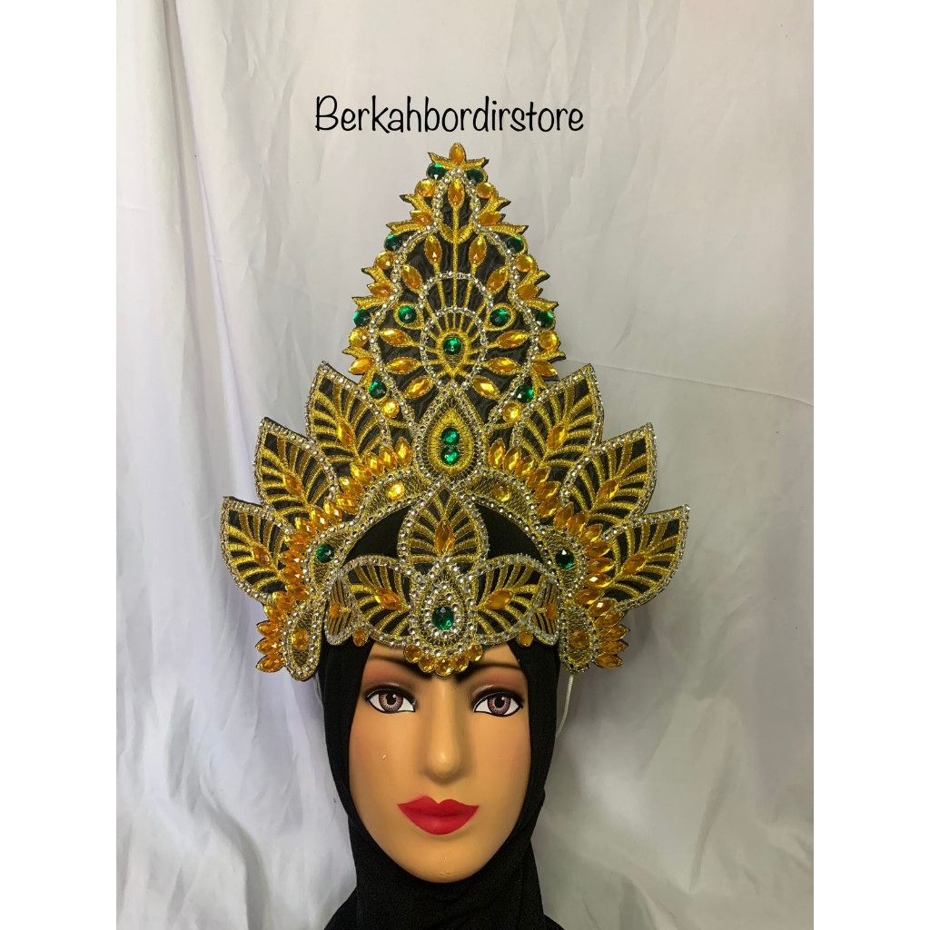 Renda Bordir Siger Mahkota Tari Tradisional Gold Payet
