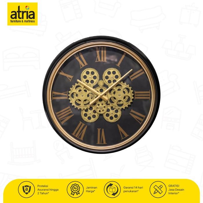 Terlaris Jam Dinding Jam Estetik Atria Paras Dengan Gear 50X50X8.5Cm Gold