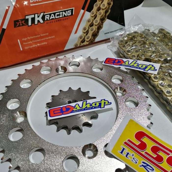 Gear Set 428 Sss Rantai Tk Klx 150 Dtraker Klx150 Bf Racing Gold Ger