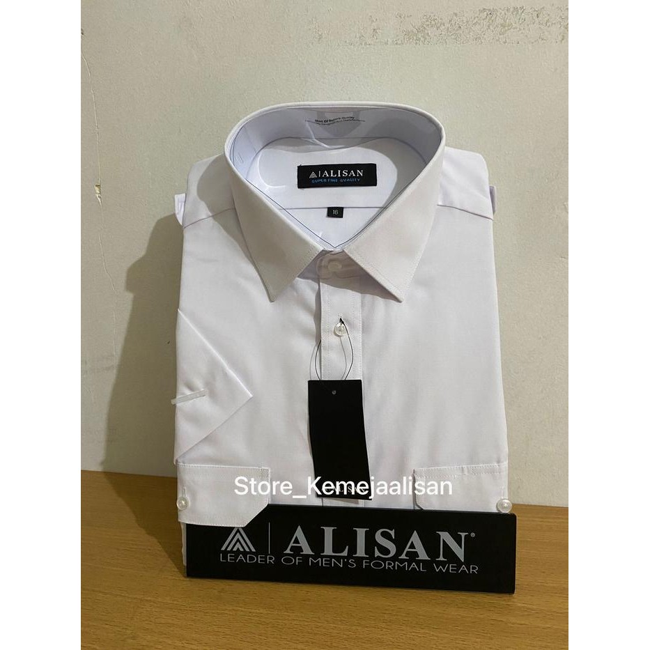 PREMIUM KEMEJA ALISAN LENGAN PENDEK PUTIH PANGKAT REGULER