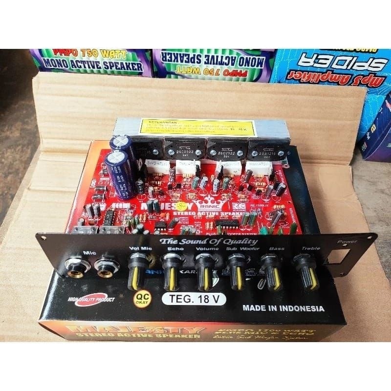 kit power amplifier speaker aktif stereo karaoke plus echo 1700w PMPO majesty