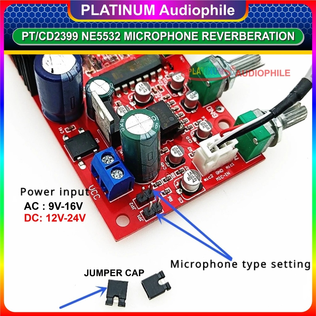 PT2399KaraokeMIC MicrophoneReverberation Modul Digital Echo Delay MIC-135 136