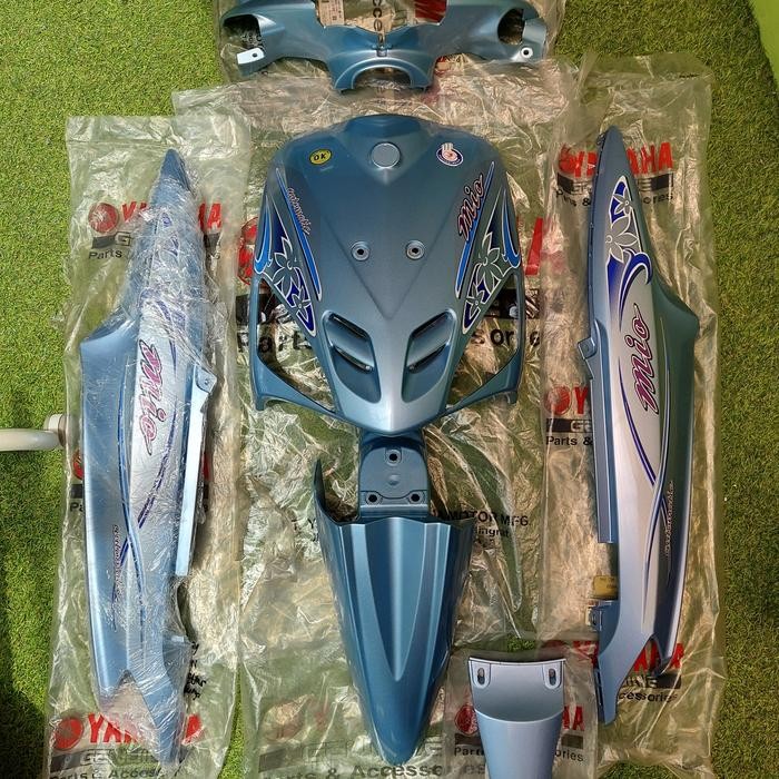 PREMIUM Cover Body Full Set Mio Sporty + Striping Biru Muda / Biru Telor Asin