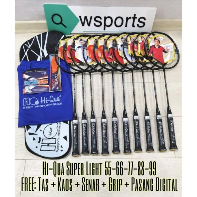 PREMIUM Raket HiQua Super Light 5U Original FREE Tas +Senar+Kaos+Grip+Pasang Senar Digital